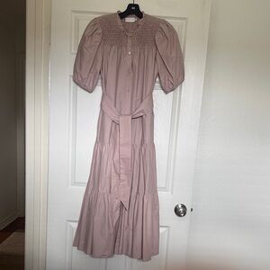 Elegant Long Sleeve Mauve Maxi Dress
